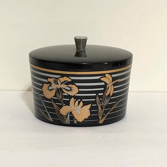 Vintage Nesting Stacking Tower Snacks Chips Nuts Server Black 1960s - Picture 4 of 7